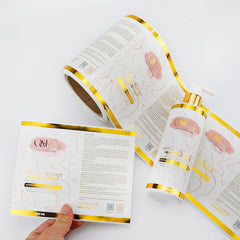 Custom Cosmetics Etiqueta Gold Foil Skincare Waterproof Adhesiva Personalizada Pegatina Logo Stickers Roll Labels for Packaging