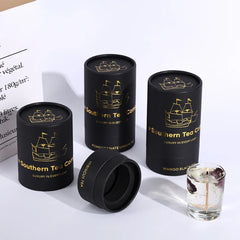 Custom Packaging Black Food Round Luxury Tea Cardboard Tube Push up Gold Foil Paper Tube Box Packaging