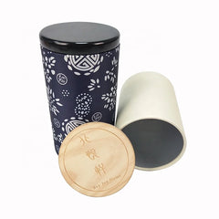 Luxury Designed 100% Sealed Silk Ribbon Composite Cansl Custom Food Airtight Metal Shrink Lid Tube with Wooden Lid