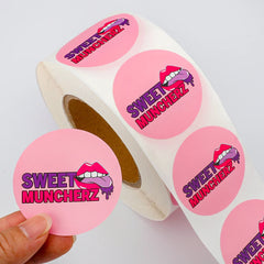 Custom Sticker Roll Waterproof Adhesive Vinyl Brand Logo Sealing Round Business Logo Sticker for Cosmetic Food Packaging Labels