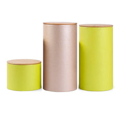 Custom Printed Cylinder Tea Tube Box Packaging Cardboard Paper Tube With Wooden Lid