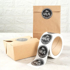 Custom Eco Friendly Food Grade Take Out Kraft Paper Bag Label Roll Packaging Safety Seal Sticker for Fast Food Delivery Bag