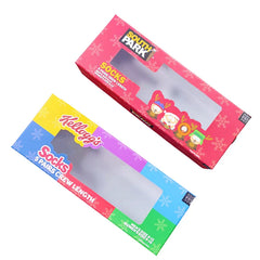 Custom Logo Eco Friendly Mens Christmas Socks Carton Packaging Paper Rigid Cardboard Lid and Base Gift Box With Window