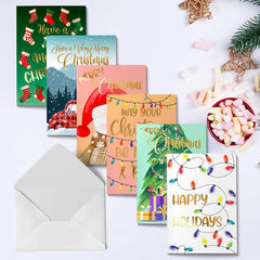 Personalized Custom Gold Foil Postcards Printing Thank You Merry Christmas Greeting Gift Card With Envelopes for Small Business