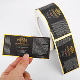Custom Printed Gold Foil Labels Roll and Logo Hot Stamping Waterproof Embossed Stickers for Cosmetic Bottle Packaging