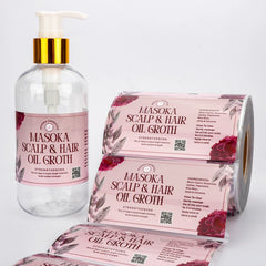 Customized Gold Foil Logo Printing Waterproof Adhesive Vinyl 100ml Hair Growth Oil Roll Sticker Labels for Hair Oil Bottles