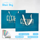 Premium Blue Gift Paper Bag - Thick Coated Paper with Twisted Ribbon Handle, Luxury Packaging for Jewelry/Cosmetics (14x10x6cm)