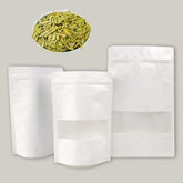 Tea Packaging Ziplock Bags White Kraft Paper Bag Kraft Stand up Pouch Customized Kraft Paper Shipping Bag With Windows