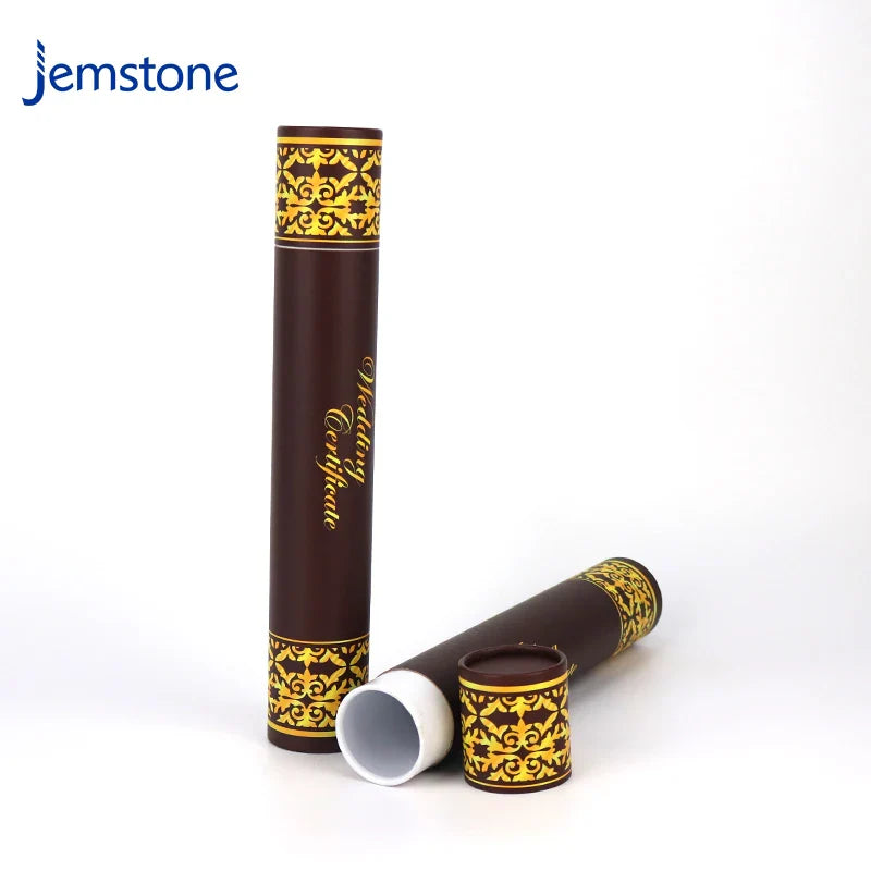 Custom logo Printed Eco-Friendly Kraft Cardboard Wedding Supplies Cylinder Packaging Tea Coffee Paper Tube with Gold Foil
