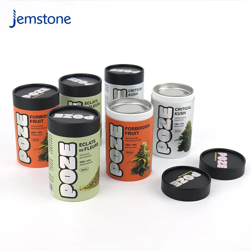 Custom Eco-Friendly Food Grade Paper Tube for Coffee Matcha Tea Powder Kraft Cardboard Cylinder Packaging with Lid for Spices