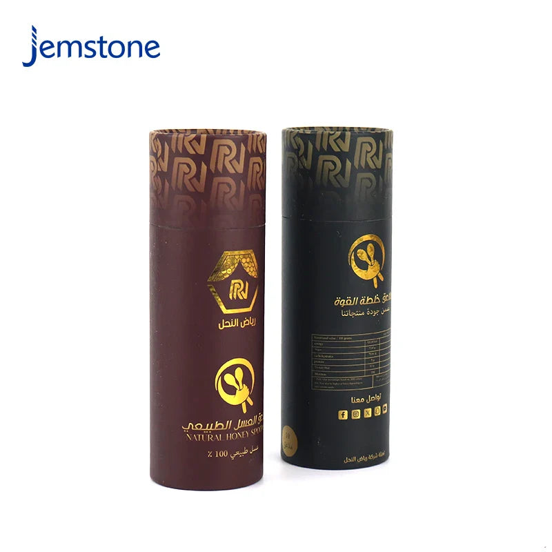 Custom logo Eco-Friendly Round Luxury Kraft Honey Paper Tube Food Cardboard Cylinder Packaging for Tea Coffee