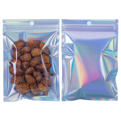 One Side Clear Front Silver Back Resealable Ziplock Food Storage Tear Notch Metallic Aluminum Foil Bag for Food Packaging