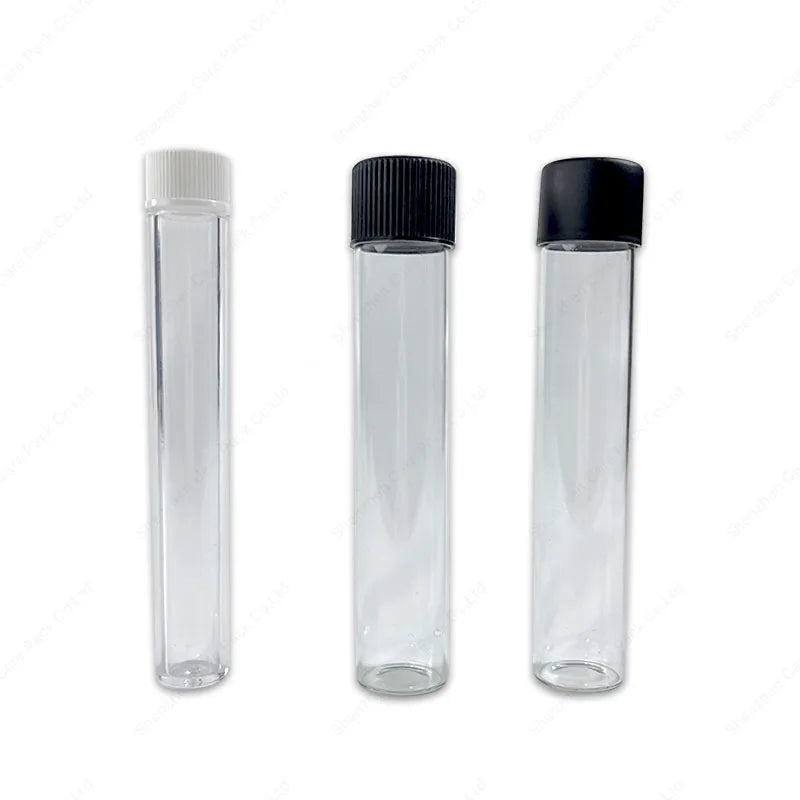 Customizable Reusable Borosilicate Glass Tubes with Child-Proof CR Lid for Pyrex Glass Vials with Cap and Brush Seal