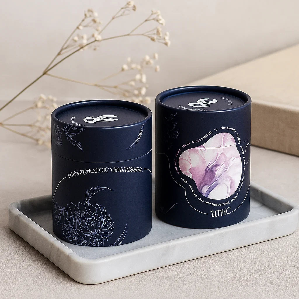 Custom Logo Eco-friendly Luxury Kraft Cardboard Food Tea Coffee Candle Cylinder Box Packaging Cosmetic Perfume Bottle Paper Tube