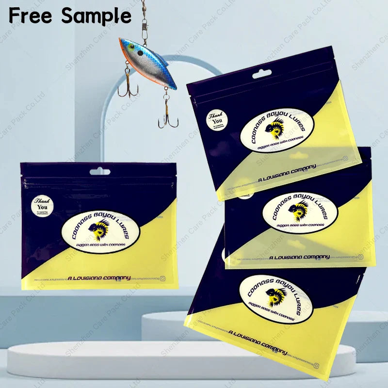 Customizable 3 Side Seal Soft Mylar Plastic Feed Hook Zipper Live Bait Fishing Packaging Bags for Fish