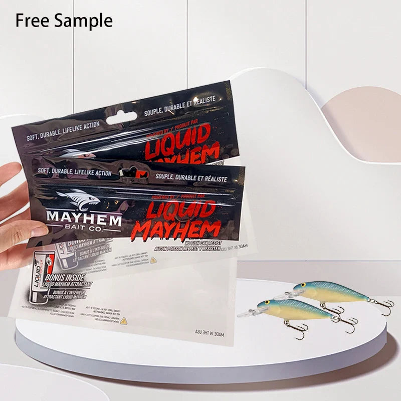 Soft Fish Lure Hook Plastic Mylar Fish Packaging Zipper Bag Hooks and Bait Packing Pouch With Custom Logo