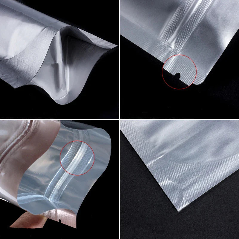 Mylar Silver Resealable Ziplock Food Packaging Storage Doypack Pouches Stand-Up Pure Aluminum Foil with Gravure Printing