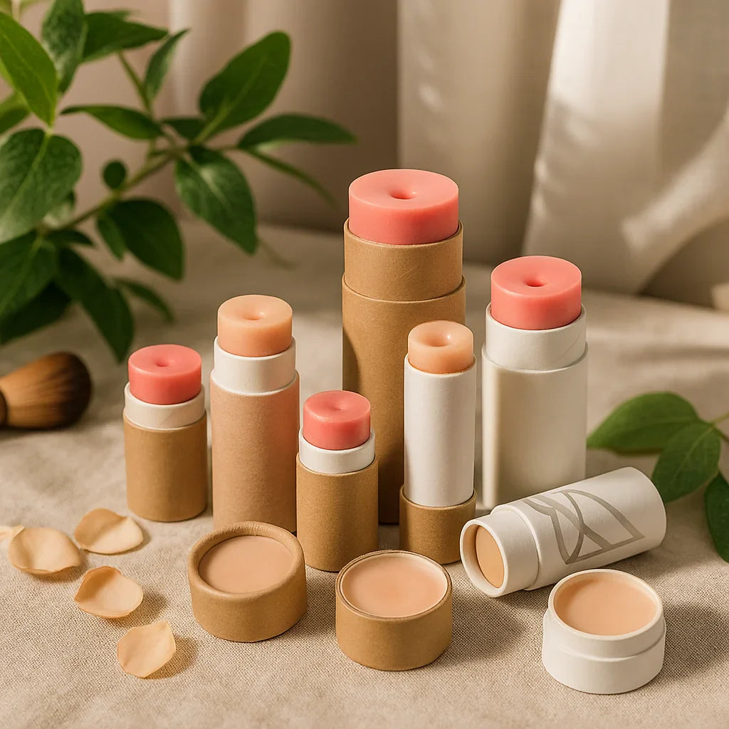 Custom Biodegradable Kraft Push up Lip Balm Cardboard Tube Deodorant Embroidered Cosmetic Twist up Lipstick Paper Tube Packaging