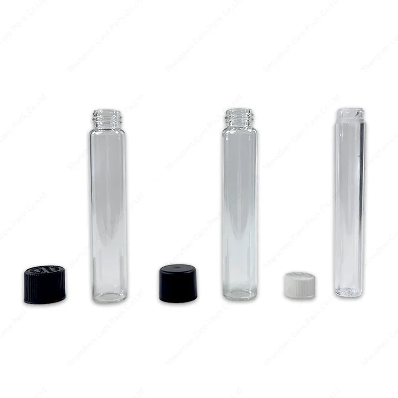 Customizable Reusable Borosilicate Glass Tubes with Child-Proof CR Lid for Pyrex Glass Vials with Cap and Brush Seal