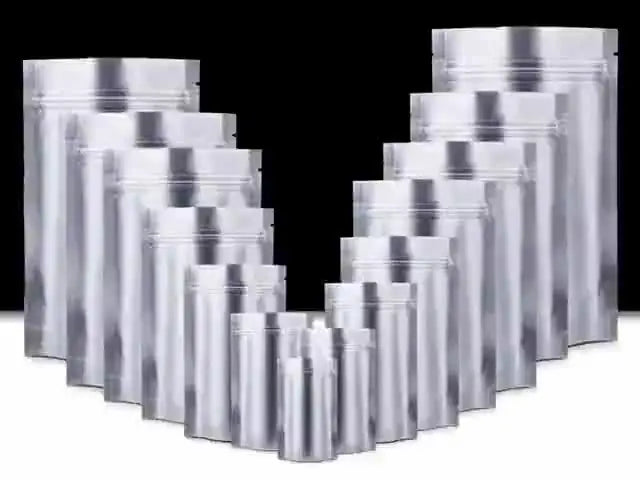 Mylar Silver Resealable Ziplock Food Packaging Storage Doypack Pouches Stand-Up Pure Aluminum Foil with Gravure Printing