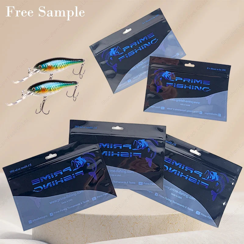 Customizable 3 Side Seal Soft Mylar Plastic Feed Hook Zipper Live Bait Fishing Packaging Bags for Fish