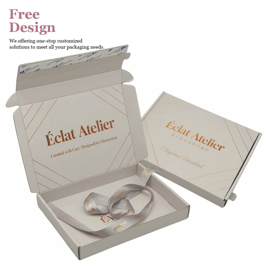 Custom Self Seal Adhesive Packaging Corrugated Matte Soft Touch Film Cream Yellow Zipper Tear Strip Mailer Boxes Shipping Boxes