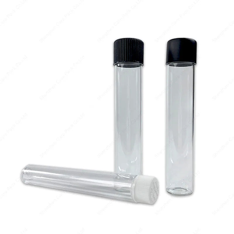Customizable Reusable Borosilicate Glass Tubes with Child-Proof CR Lid for Pyrex Glass Vials with Cap and Brush Seal