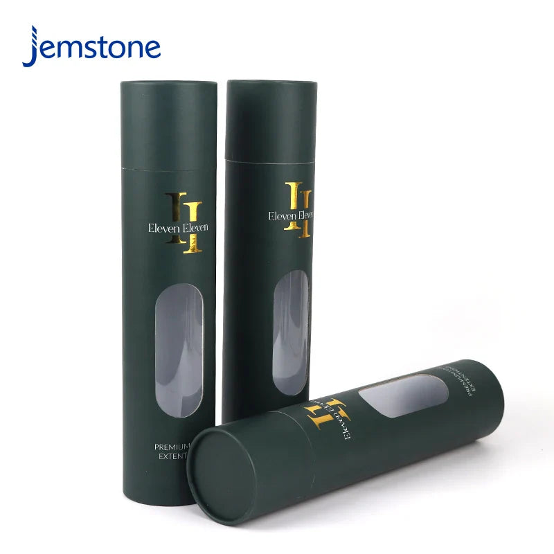 Custom Recyclable Round Luxury Hair Extension Paper Tube Packaging Box Kraft Cardboard Cosmetic Cylinder Packaging with Window