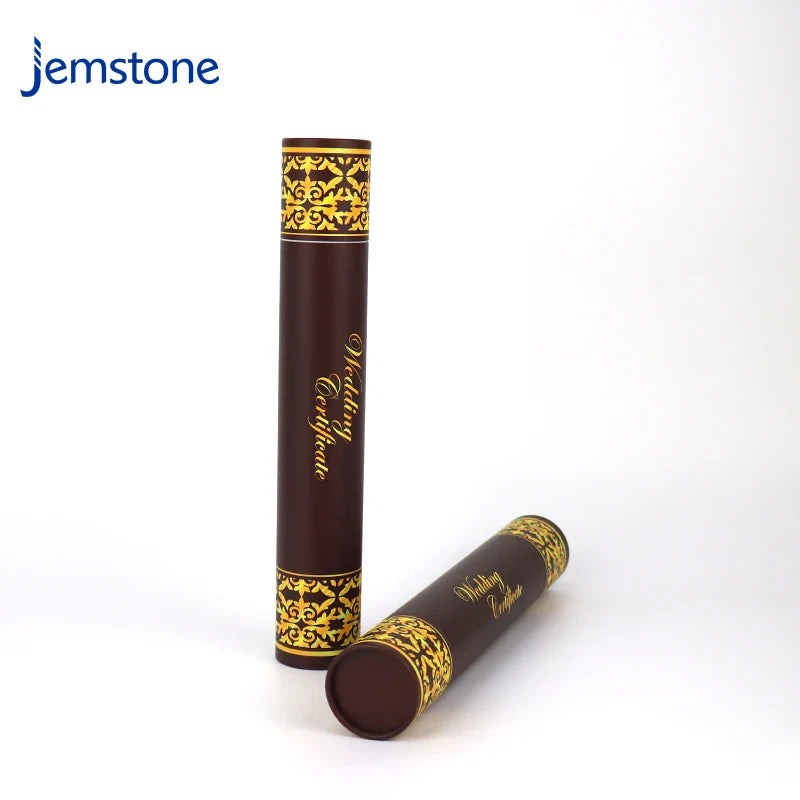 Custom logo Printed Eco-Friendly Kraft Cardboard Wedding Supplies Cylinder Packaging Tea Coffee Paper Tube with Gold Foil