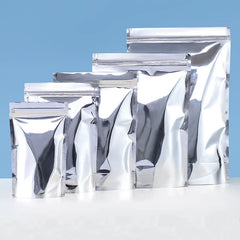 Mylar Silver Resealable Ziplock Food Packaging Storage Doypack Pouches Stand-Up Pure Aluminum Foil with Gravure Printing