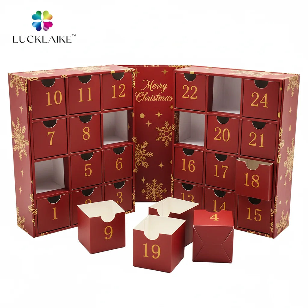 Custom 12 Days Cosmetic Makeup Jewelry Crystal Stone Eye Lashes Collection Box Christmas Countdown Advent Calendar Boxes