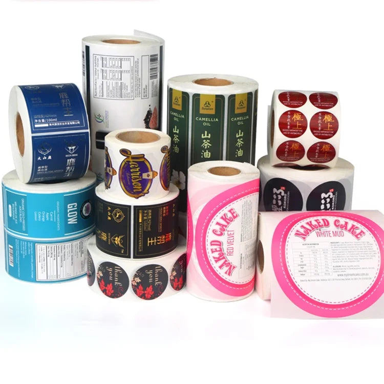 Custom Printed Gold Foil Labels Roll and Logo Hot Stamping Waterproof Embossed Stickers for Cosmetic Bottle Packaging