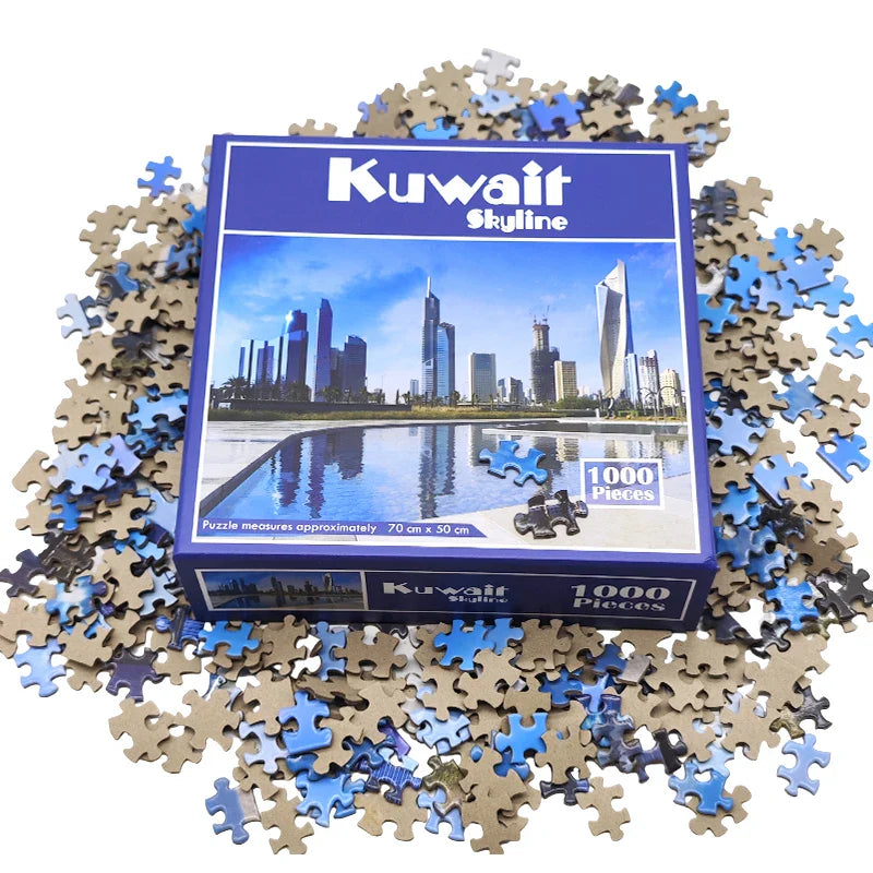 Dongguan Factory Wholesale Custom Printable 1000 Pieces Die Cut Paper Cardboard Jigsaw Puzzle for Adult Promotion Gift