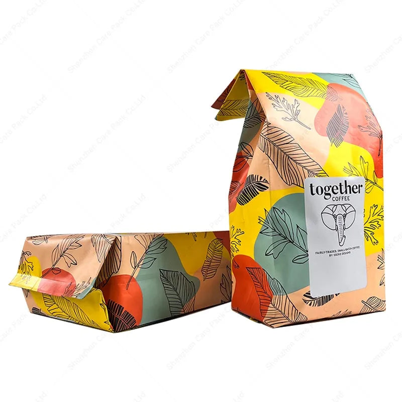 Gravure Printing Smell Proof Aluminum Coffee Pouch Flat Bottom Zipper Roasted Coffee Beans Bag with Air Valve