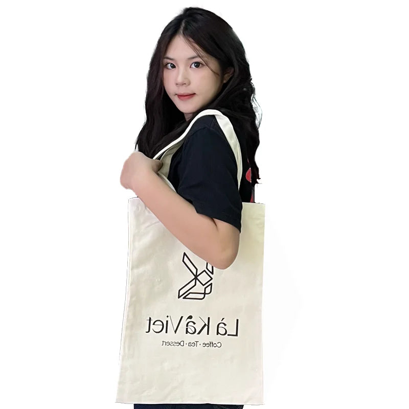 Customized Wholesale White Cotton Tote Bag With Logo High Quality Canvas Cotton Shoulder Tote Bag