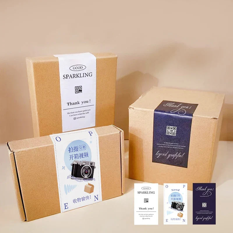 Customized Waterproof Matte Roll Sticky Self Adhesive Labels Etiquette Shipping Box Packaging Security Seal Thank You Stickers