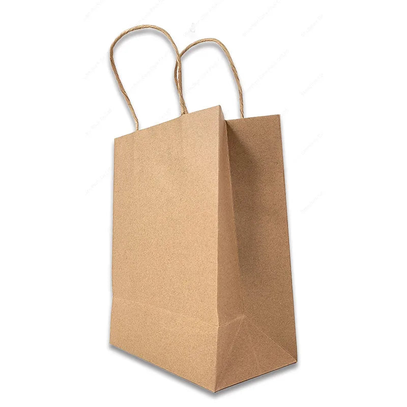 Papier Bolsas Papel Kraftpaper Bags Takeaway Packaging Brown Bag With Flat Handles