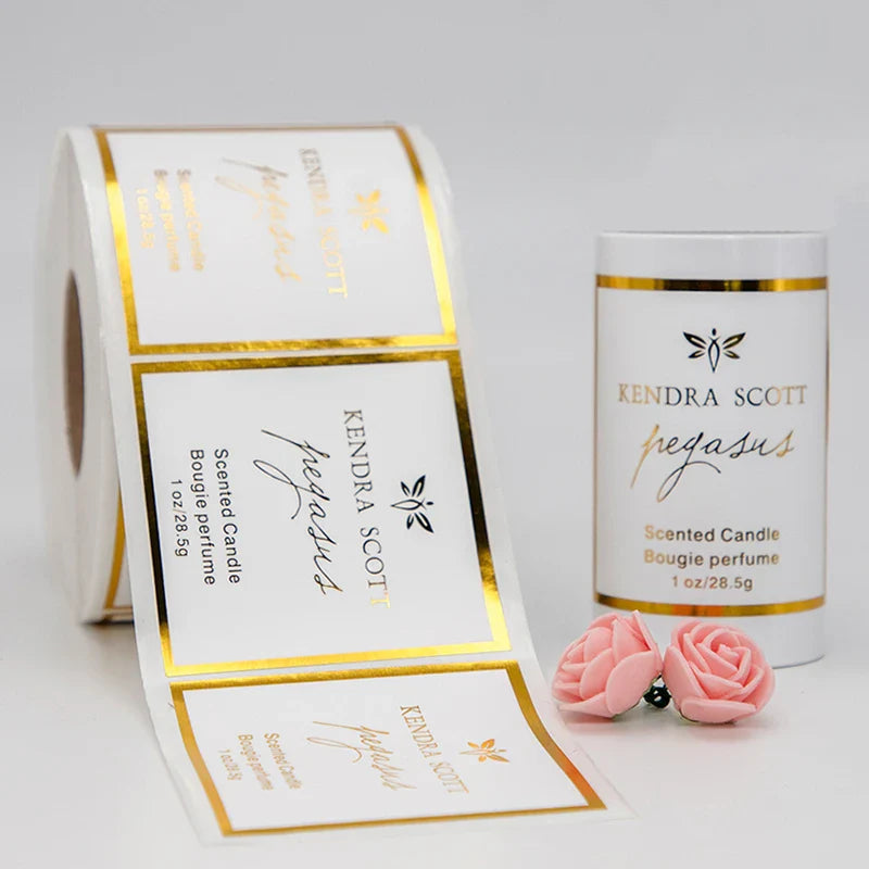 Custom Gold Foil Embossed Candle Label Logo Hot Stamping Transparent Clear Stickers Waterproof Pvc Vinyl Candle Jar Labels