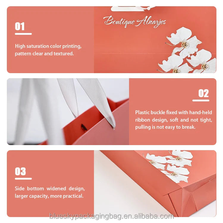Festive Gift Paper Handbags with Ribbon Handles Christmas/New Year/Valentine's Day Themed Packaging (Custom Colors & Logos)
