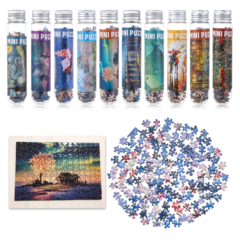 Custom 100pcs 150pcs 234pcs Personalized Jigsaw Puzzle Box Game Test Tube Packaging Educational Toys Mini Puzzle