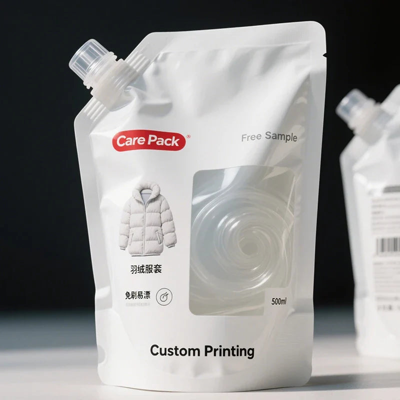 Wholesale Hand Sanitizer Washing Powder Plastic Bottom Doypack Shampoo Liquid Dishwashing Spout Packaging Bags