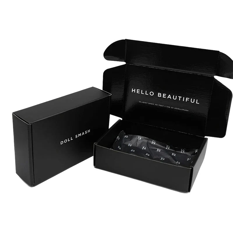 Wholesale Eco Friendly Cardboard Tuck End Box Black Skincare Cosmetic Beauty Gift Recycled Corrugated Mailer Package Box