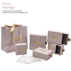 Custom Small Jewellery Paper Cardboard Ring Drawer Packaging Jewelry Box and Bag With Logo Printed