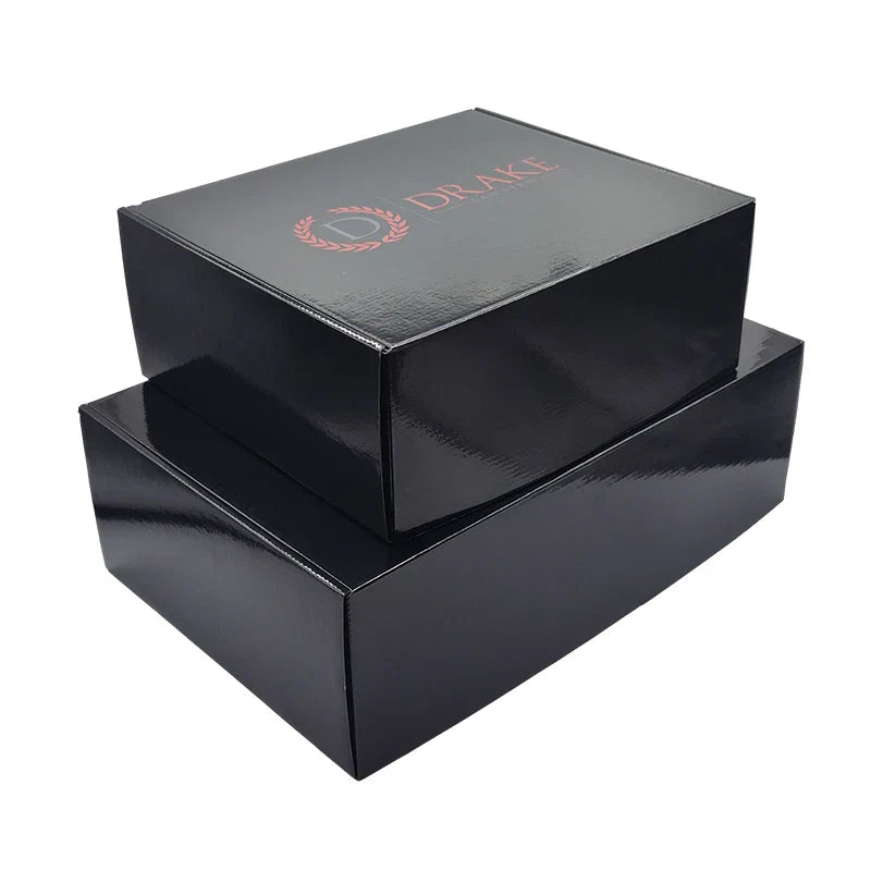 Customized Unique Anti-scratch Film Design Matte Black Shipping Packing Box Corrugated Paper Boxes With Paper Card Insert