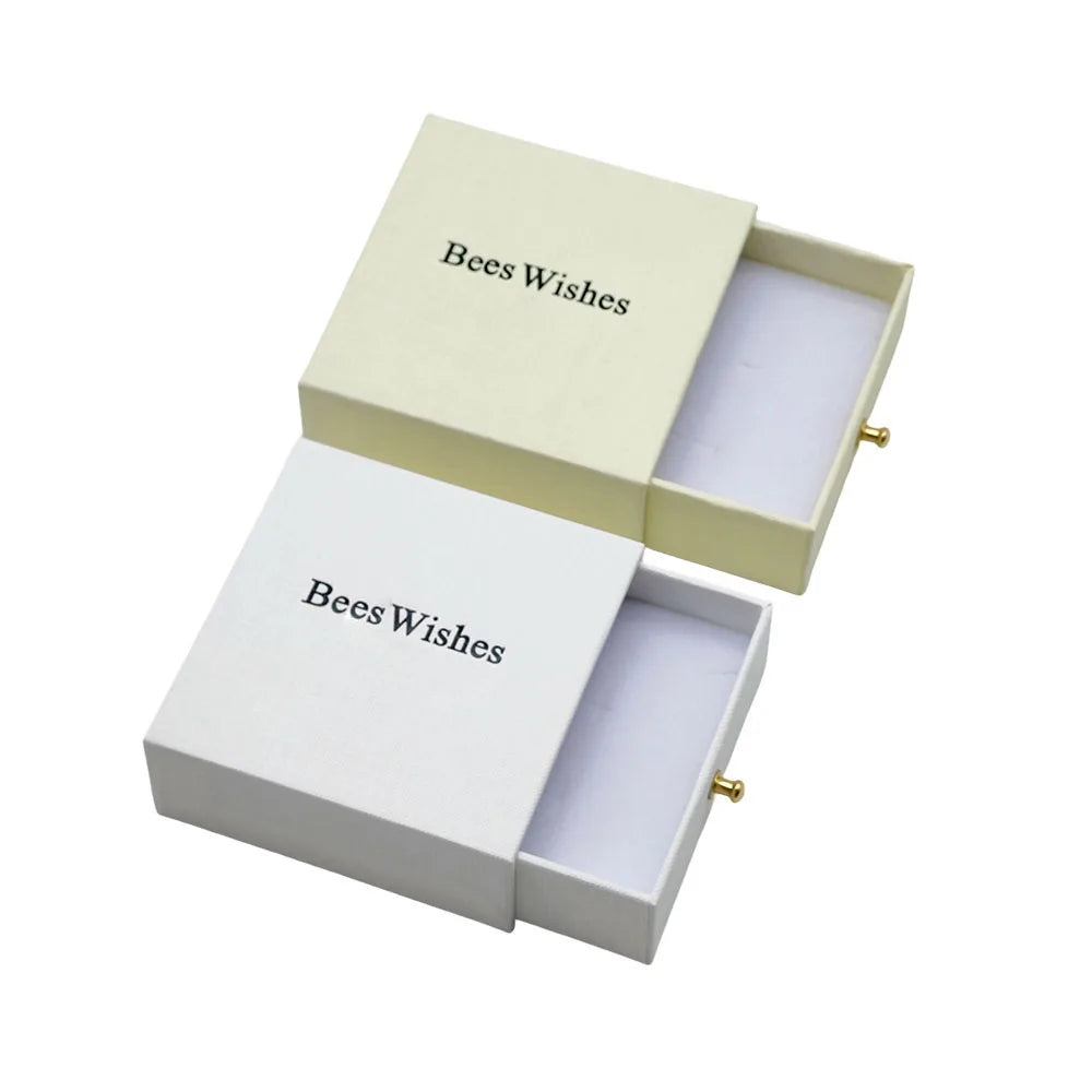 Luxury Personalized Handmade Mini Cardboard Drawer Embossed White Jewelry Ring Earrings Packaging Gift Boxes with logo
