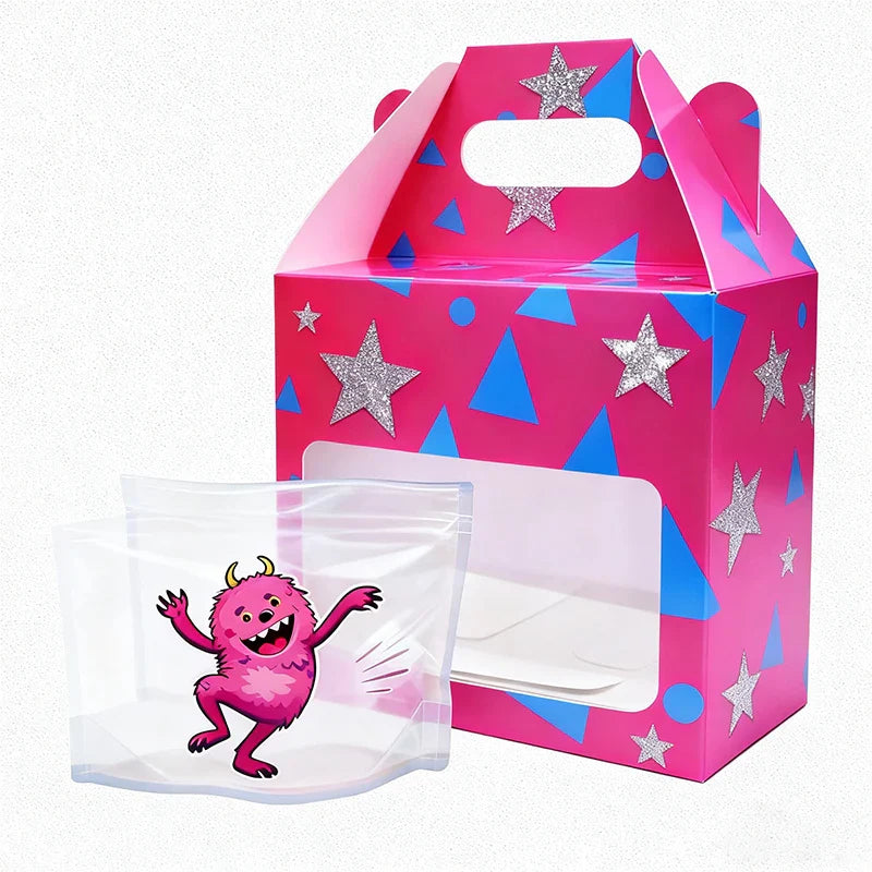 Halloween 3.5g 7g 14g Resealable Die Cut Edible Ziplock Bags Handle Packaging Box Set With PET Window