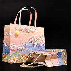 2024 Custom Fashion New Style Design Flat Stereo Oil Painting Effect Handbag Specific Paper Bag