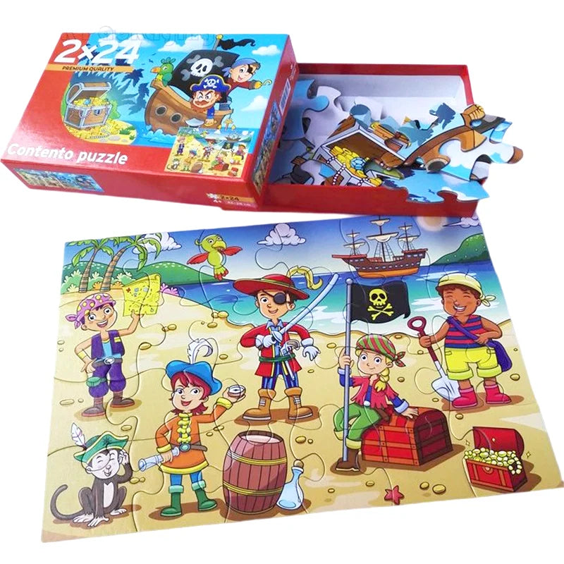 Custom Cartoon Educational Brain 2*24 Piece Exercise ECO-friendly Cardboard Children Paper Jigsaw Puzzle Manufacturers for Kids