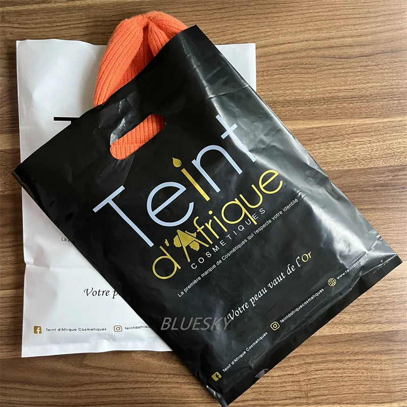 Premium Matte Finish Plastic Tote Bags with Handles, Elegant Shopping Bags for Gifts, Events, or Business Use (Luxury Design)