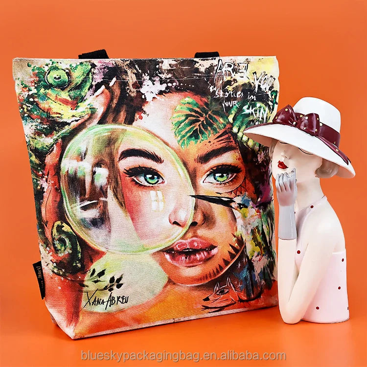 Eco-Friendly Organic Canvas Tote Bag - Reusable Grocery Bag, Zero Waste Shopping Essential